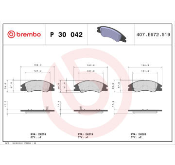 Sada brzdových destiček, kotoučová brzda BREMBO P 30 042