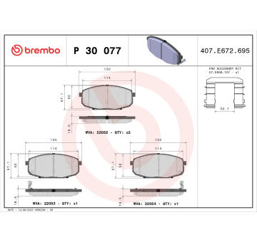 Sada brzdových destiček, kotoučová brzda BREMBO P 30 077