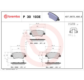 Sada brzdových platničiek kotúčovej brzdy BREMBO P 30 103E