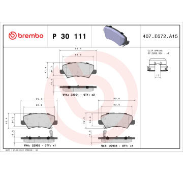 Sada brzdových destiček, kotoučová brzda BREMBO P 30 111