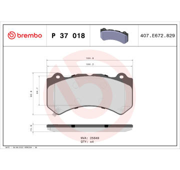 Sada brzdových destiček, kotoučová brzda BREMBO P 37 018