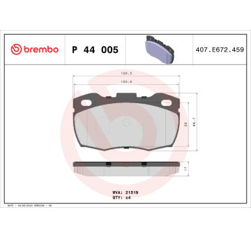 Sada brzdových platničiek kotúčovej brzdy BREMBO P 44 005