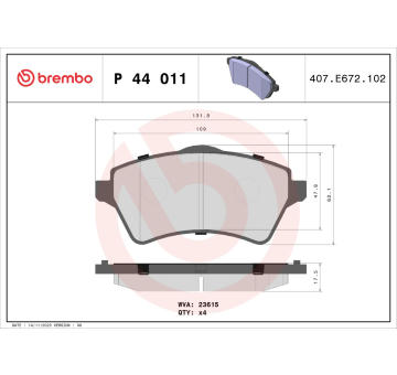 Sada brzdových destiček, kotoučová brzda BREMBO P 44 011