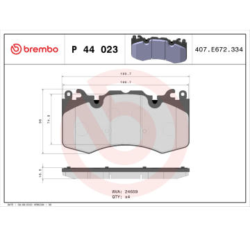 Sada brzdových destiček, kotoučová brzda BREMBO P 44 023