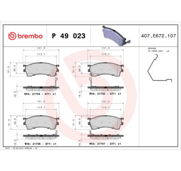 Sada brzdových destiček, kotoučová brzda BREMBO P 49 023