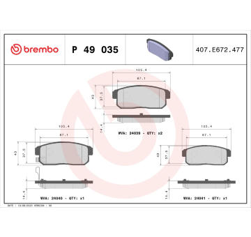 Sada brzdových destiček, kotoučová brzda BREMBO P 49 035