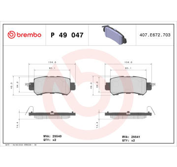 Sada brzdových platničiek kotúčovej brzdy BREMBO P 49 047