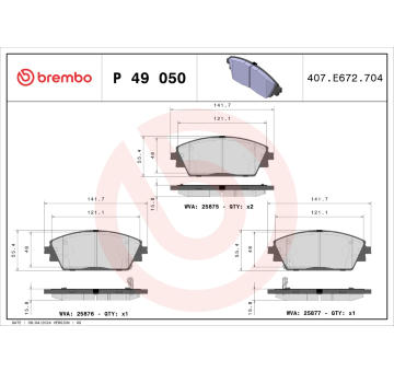 Sada brzdových destiček, kotoučová brzda BREMBO P 49 050