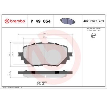 Sada brzdových destiček, kotoučová brzda BREMBO P 49 054