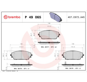 Sada brzdových destiček, kotoučová brzda BREMBO P 49 065