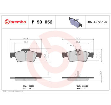 Sada brzdových destiček, kotoučová brzda BREMBO P 50 052