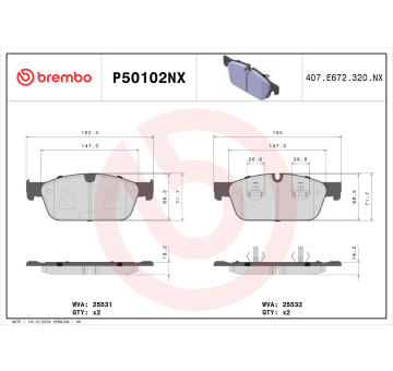 Sada brzdových platničiek kotúčovej brzdy BREMBO P50102NX