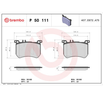 Sada brzdových destiček, kotoučová brzda BREMBO P 50 111