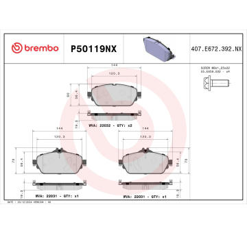 Sada brzdových platničiek kotúčovej brzdy BREMBO P50119NX