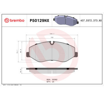 Sada brzdových platničiek kotúčovej brzdy BREMBO P50129NX