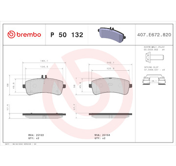 Sada brzdových destiček, kotoučová brzda BREMBO P 50 132