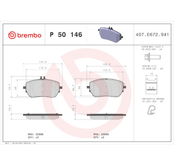 Sada brzdových platničiek kotúčovej brzdy BREMBO P 50 146