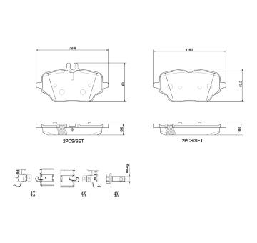 Sada brzdových destiček, kotoučová brzda BREMBO P 50 162