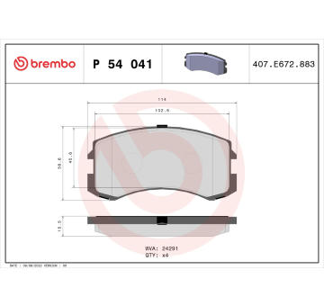 Sada brzdových destiček, kotoučová brzda BREMBO P 54 041