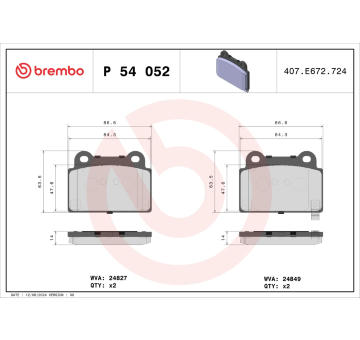 Sada brzdových destiček, kotoučová brzda BREMBO P 54 052