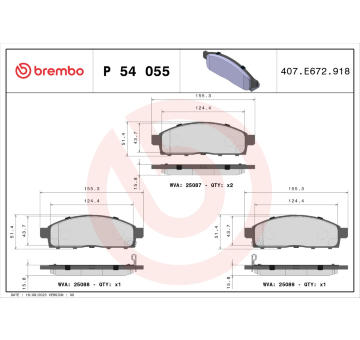 Sada brzdových destiček, kotoučová brzda BREMBO P 54 055