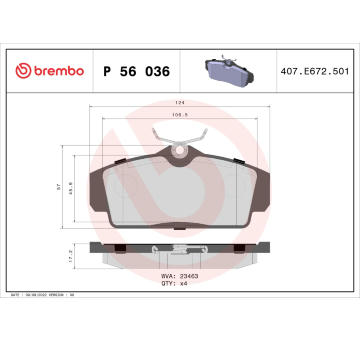 Sada brzdových destiček, kotoučová brzda BREMBO P 56 036