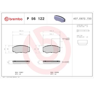 Sada brzdových destiček, kotoučová brzda BREMBO P 56 122