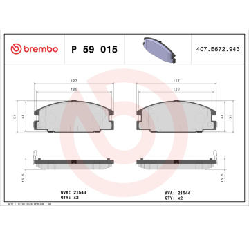 Sada brzdových platničiek kotúčovej brzdy BREMBO P 59 015