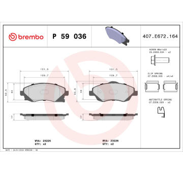 Sada brzdových destiček, kotoučová brzda BREMBO P 59 036