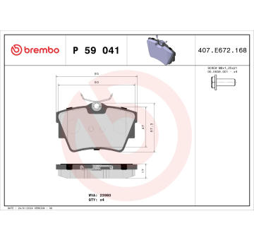 Sada brzdových destiček, kotoučová brzda BREMBO P 59 041