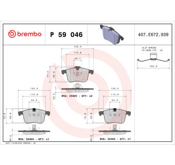Sada brzdových platničiek kotúčovej brzdy BREMBO P 59 046