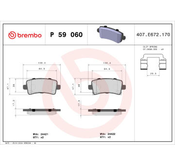 Sada brzdových destiček, kotoučová brzda BREMBO P 59 060