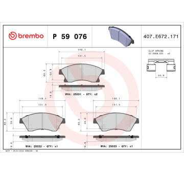 Sada brzdových destiček, kotoučová brzda BREMBO P 59 076