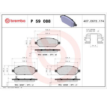 Sada brzdových destiček, kotoučová brzda BREMBO P 59 088