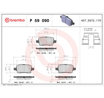 Sada brzdových destiček, kotoučová brzda BREMBO P 59 090