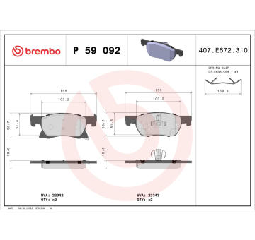 Sada brzdových destiček, kotoučová brzda BREMBO P 59 092