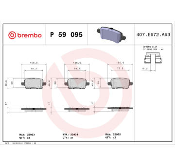 Sada brzdových destiček, kotoučová brzda BREMBO P 59 095