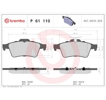 Sada brzdových destiček, kotoučová brzda BREMBO P 61 110