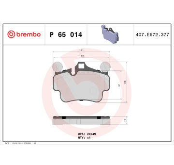 Sada brzdových destiček, kotoučová brzda BREMBO P 65 014