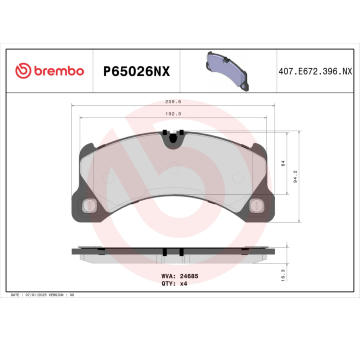Sada brzdových destiček, kotoučová brzda BREMBO P65026NX