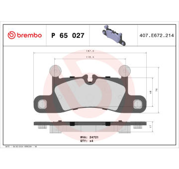 Sada brzdových destiček, kotoučová brzda BREMBO P 65 027