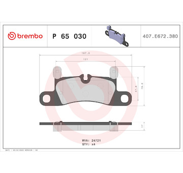 Sada brzdových destiček, kotoučová brzda BREMBO P 65 030