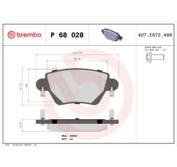 Sada brzdových platničiek kotúčovej brzdy BREMBO P 68 028