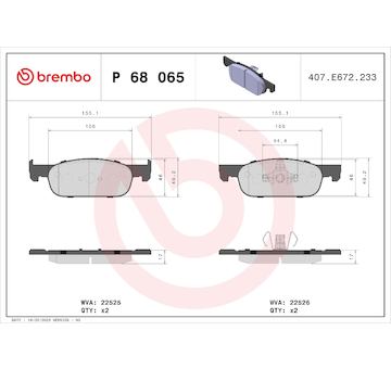 Sada brzdových destiček, kotoučová brzda BREMBO P 68 065X