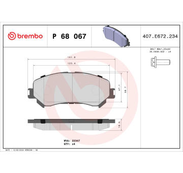 Sada brzdových destiček, kotoučová brzda BREMBO P 68 067X