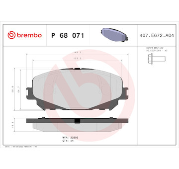 Sada brzdových destiček, kotoučová brzda BREMBO P 68 071X