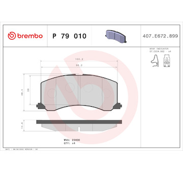 Sada brzdových destiček, kotoučová brzda BREMBO P 79 010