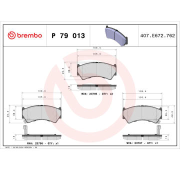 Sada brzdových destiček, kotoučová brzda BREMBO P 79 013