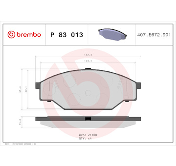 Sada brzdových destiček, kotoučová brzda BREMBO P 83 013