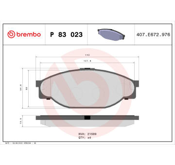 Sada brzdových destiček, kotoučová brzda BREMBO P 83 023